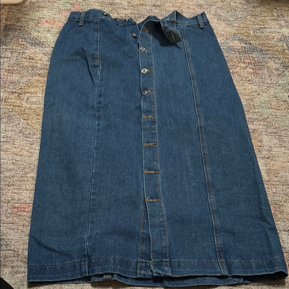 Denim Button-Front Maxi Skirt